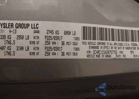 2013 Chrysler Town & Country Touring-L z USA, uszkodzony, nr VIN 2C4RC1CG4DR757752